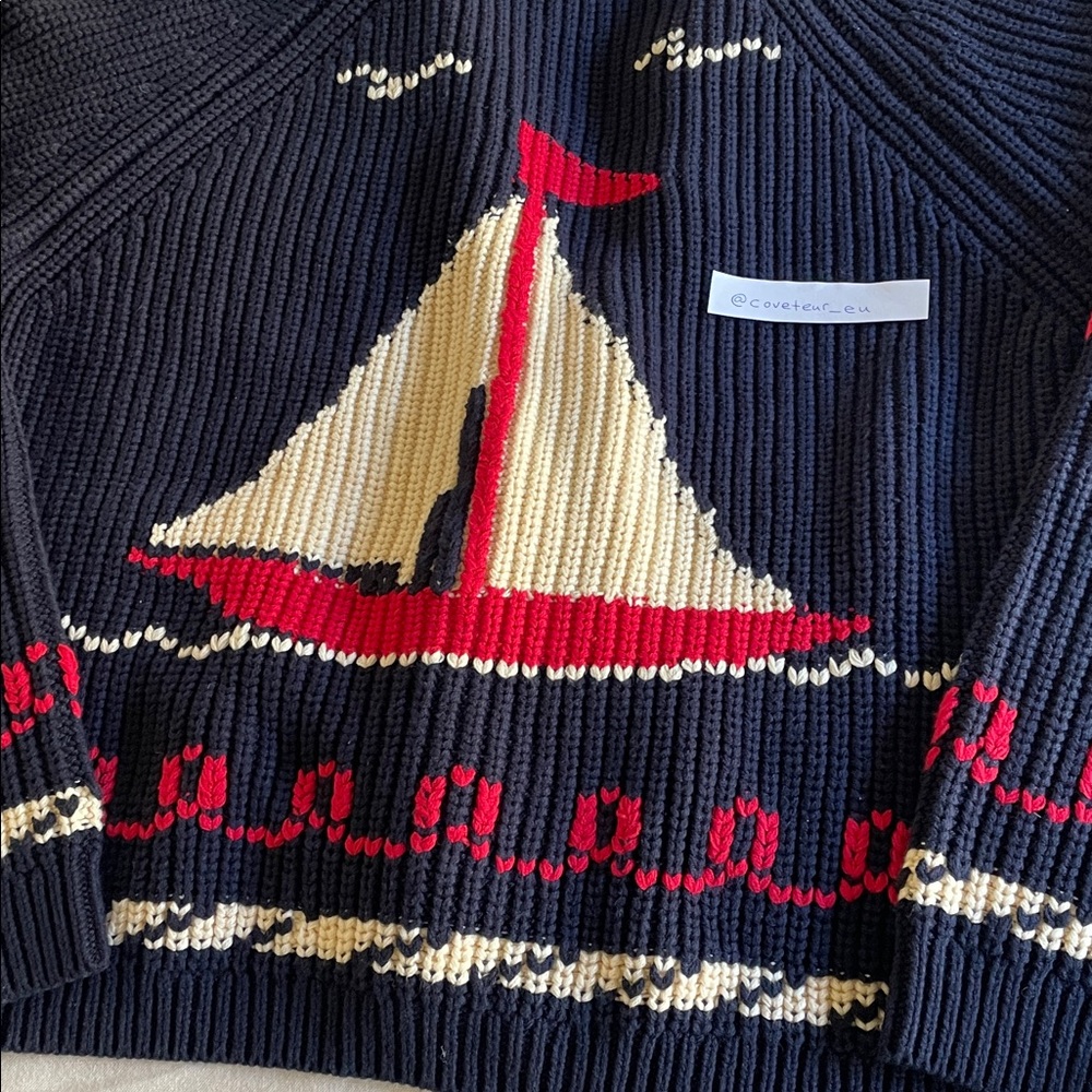 The Great. The Sailboat Lodge Cardigan in navy. Size 1. - Picture 6 of 8